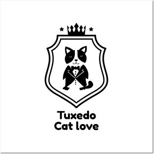 Tuxedo cat love Posters and Art